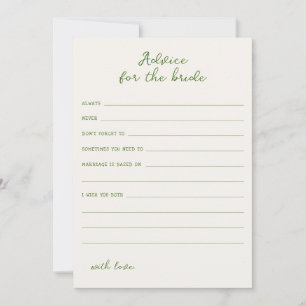 Convite Aviso verde manuscrito para a noiva