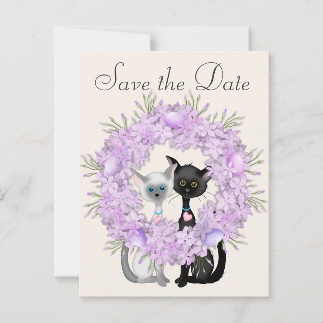 Convite Avisos de casamento Cute Cats Easter Save the Date (Frente)
