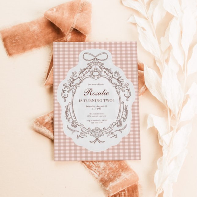 Convite Avô do milênio - Vintage Floral Aniversário (Preppy Vintage Floral Birthday Invite)