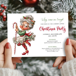 Convite Avó engraçada e elegante desenho animado Natal hum
