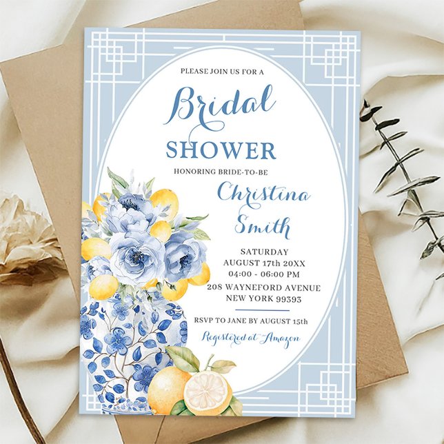 Convite Avó Lemon Ginger Jar Porcelain Bridal (Criador carregado)