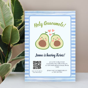Convite Avocado Gênero Código QR Neutro Gêmeos Chá de fral