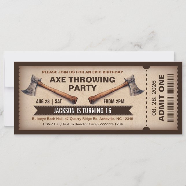 Convite Axe Throwing Birthday Invitation (Frente)