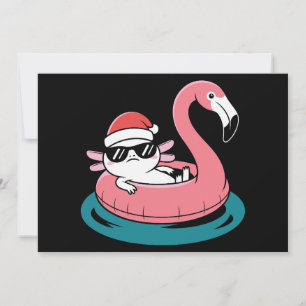 Convite Axolote de Natal Chapéu do Papai Noel Flamingo Boi