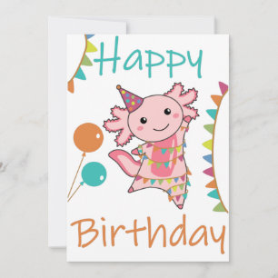 Convite Axolotl Deseja Feliz Aniversário Para Você Axolo