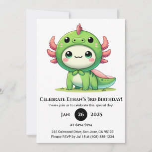 Convite Axolotl Dragon Suit Birthday