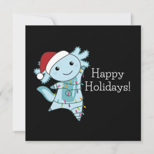 Convite Axolotl Feliz Natal Animais de Inverno Axolotls