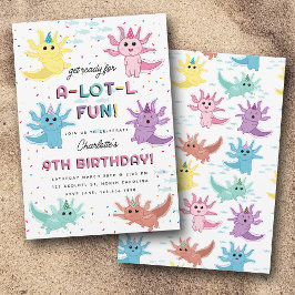 Convite Axolotl Kids Festa de aniversário de salamandra