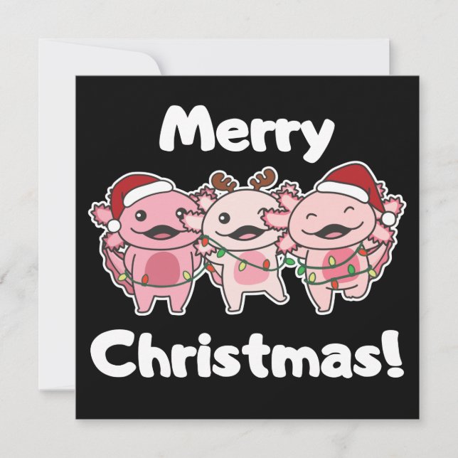 Convite Axolotl Natal Fofo Axolotls Feliz Natal Em (Frente)