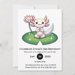 Convite Axolotl pacífico no dia de aniversário do Lotus Le