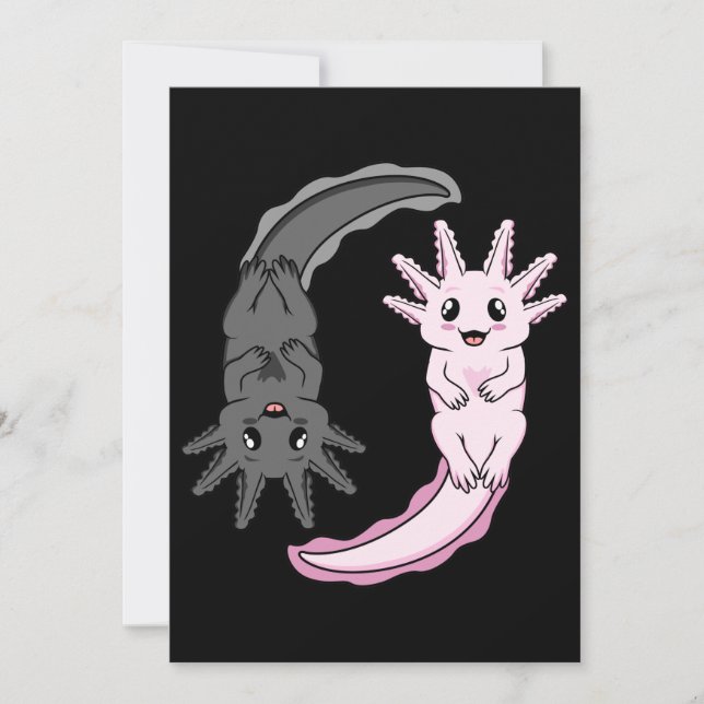 Convite Axolotl Yin Yang Kawaii Animal Axolotls Lover Owne (Frente)