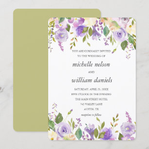 Convite Azeite  Casamento Floral de Lavandas de Quadrinhos