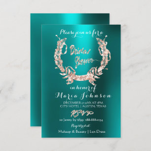 Convite Azeite-Rosa-Azeite-Dourada-Teal Aquático