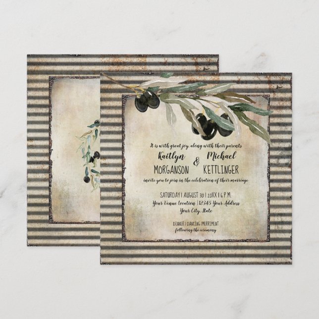 Convite Azeite Rústica Fazenda de Azeite (Frente/Verso)