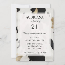 Convite Azeitona Dourada Branca Negra - Aniversário Ociden