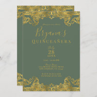 Azeitona Rústica e Colar Dourada Elegante Quinceañ