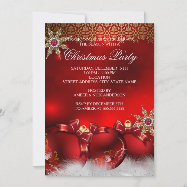 Convite Azeviche Prata Dourado Holly Bolas de Natal new4 (Frente)