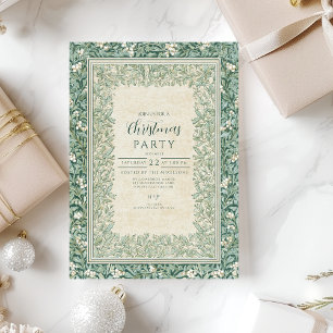 Convite Azevinho Branco Verde Elegante de Natal