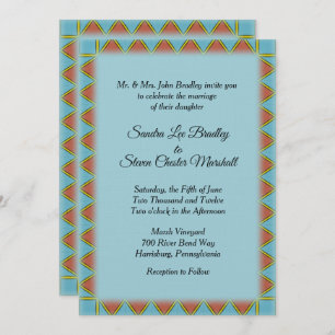 Convite Aztec Blue Wedation Invitation 5" x 7"