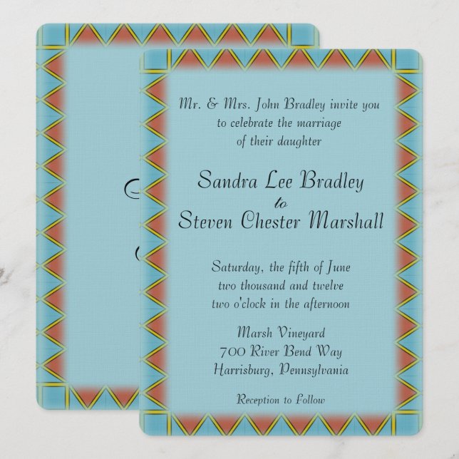 Convite Aztec Blue Wedding (Frente/Verso)