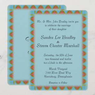 Convite Aztec Blue Wedding