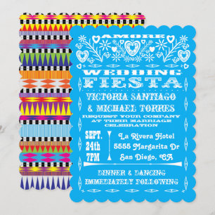 Convite Aztec Gráfico Mexicano Wedding Papel Picado convi