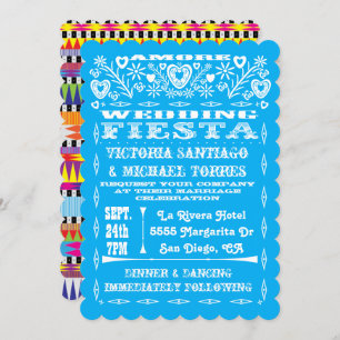 Convite Aztec Gráfico Mexicano Wedding Papel Picado convid