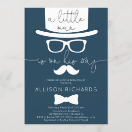 Convite Azuis marinhos chá de fraldas pequeno do menino do