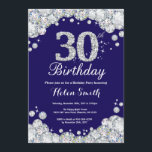 Convite Azuis marinhos do aniversário de 30 anos e<br><div class="desc">Convite do aniversário de 30 anos. Diamante do cristal de rocha dos azuis marinhos e da prata. A festança elegante do aniversário convida. Aniversário adulto. Aniversário das mulheres. Aniversário dos homens. Para uma personalização mais adicional, clique por favor "personalizam-no" botão e usam-nos nossa ferramenta de design para alterar este modelo....</div>