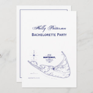 Convite Azuis marinhos do mapa do vintage das MÃES da ilha