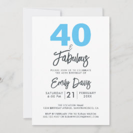 Convite Azul 40 e fabuloso | aniversário de 40 anos