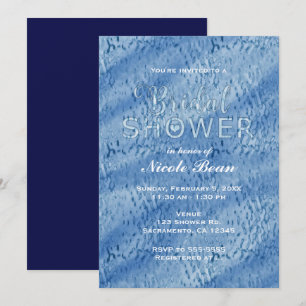 Convite Azul Abstrato de Chuveiro de Noiva com Got