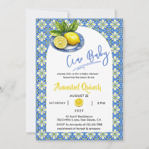 Convite Azul Amarelo Amalfi Ciao Bebê Limão Chás de Bebê