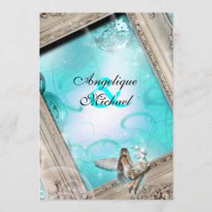 Convite Azul aqua azul do casamento do conto