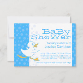 Convite azul aqua de chá de bebê de pato fofo