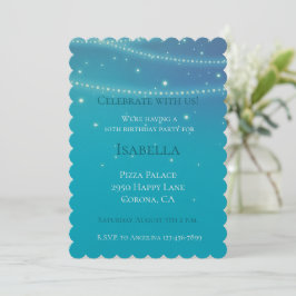Convite Azul Aqua Mermaid Sparkle Birthday