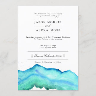Convite Azul Aquarela | Casamento Elegante