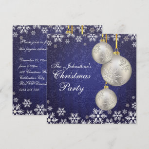 Convite Azul Azul de Natal Platinum Silver
