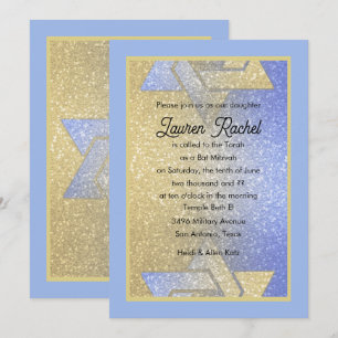 Convite Azul Bat Mitzvah com Gradiente da Gliteria