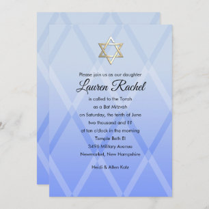 Convite Azul Bat Mitzvah Harlequin