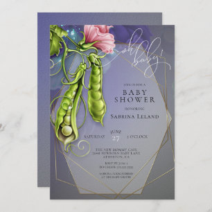 Convite Azul-bebê - Ervilha-doce num Chá de fraldas de pól