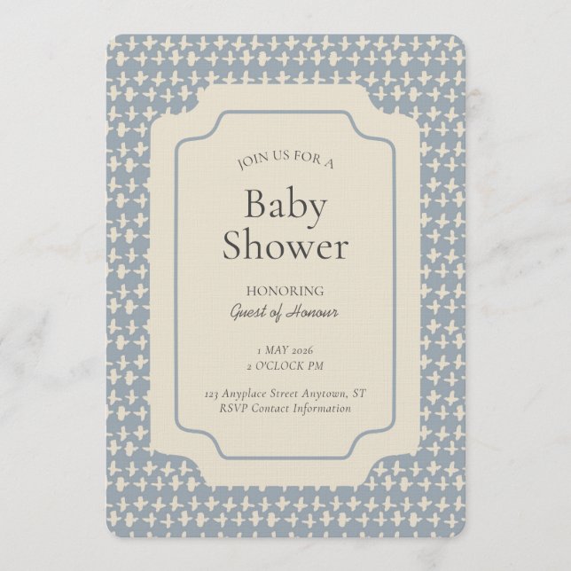 Convite Azul Bege Neutro de Gênero Geométrico Abstrato (Frente)