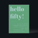 Convite Azul-bolso Verde Simples Moderno 50º Aniversário<br><div class="desc">Bold Blue Verde Simples 50º Convite de Aniversário Moderno</div>