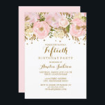 Convite Azul bonito, cor-de-rosa Dourado, 50º aniversário<br><div class="desc">Mais bonito,  50º Aniversário,  na loja Little Bayleigh! Utilizámos o trabalho de arte de: www.createthecut.com</div>