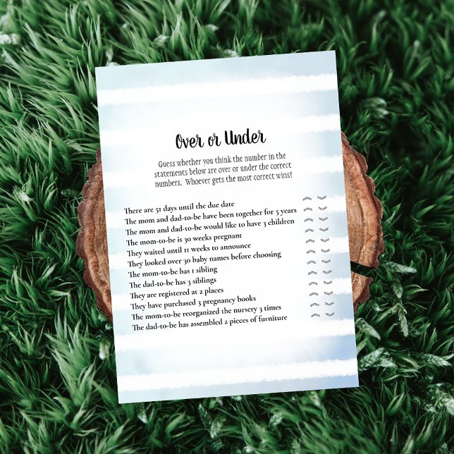 Convite Azul Branco Sobre O Jogo Do Chá de fraldas (Criador carregado)