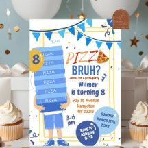 Azul Bruh Você Está na Pizza e no Balão de Anivers
