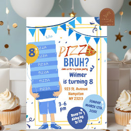Convite Azul Bruh Você Está na Pizza e no Balão de Anivers