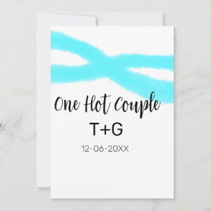 Convite Azul céu aqua pastel um casal quente adicionar nom