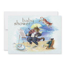 Azul Chá de fraldas Gato e Fiddle