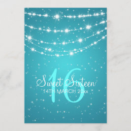 Convite Azul Chain Sparkling do partido do doce dezesseis